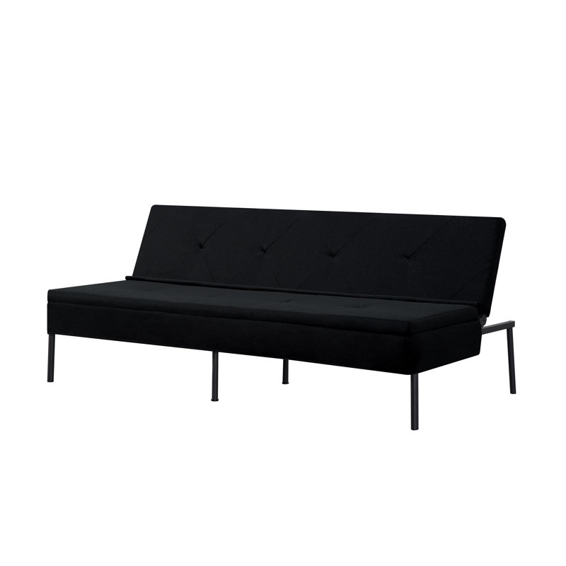 Canapé-lit de salon moderne de 63 po en tissu de polyester à conversion rapide, Noir, noir, noir, noir
