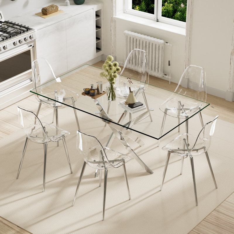 Ensemble de salle à manger Maesa, 7, Argent argent, H 29,5 po x l 63 po x P 31,5 po