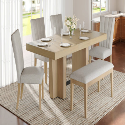 Ensemble de table de salle à manger en bois extensible Farmhouse