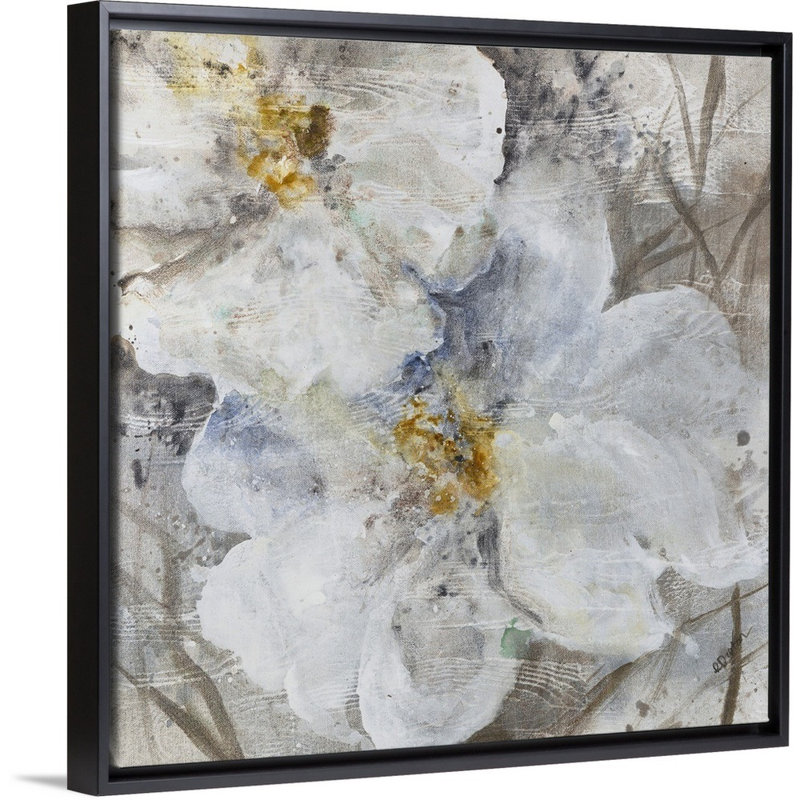 « allegretto ii », peinture sur toile, H 13,7 po x l 13,7 po x P 1,75 po, Cadre flottant noir