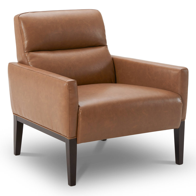 Chaise avec accoudoirs Katya, Similicuir brun selle