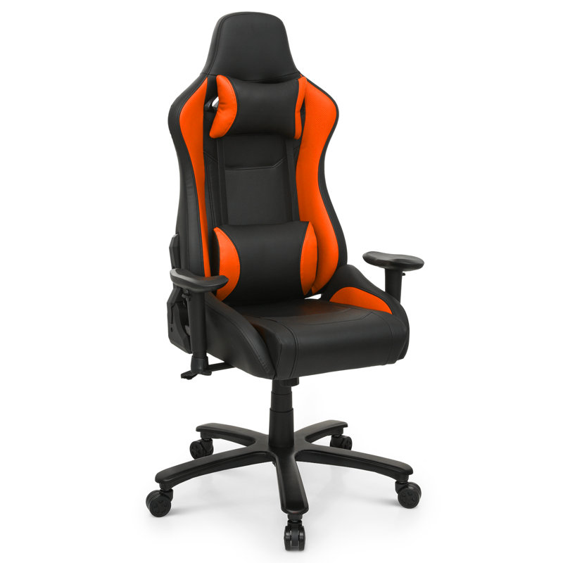 Inbox Zero Adjustable Armrest and Reclining PC & Racing Game Chair, Orange