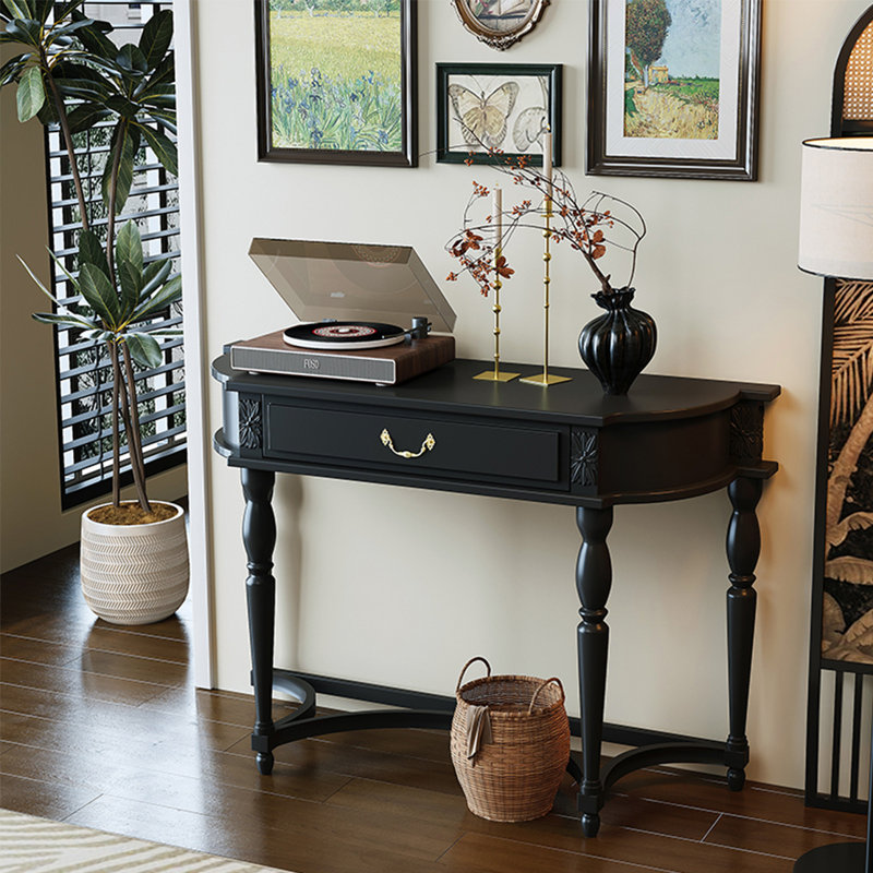 Retro Minimalist Classical Console Table, Black