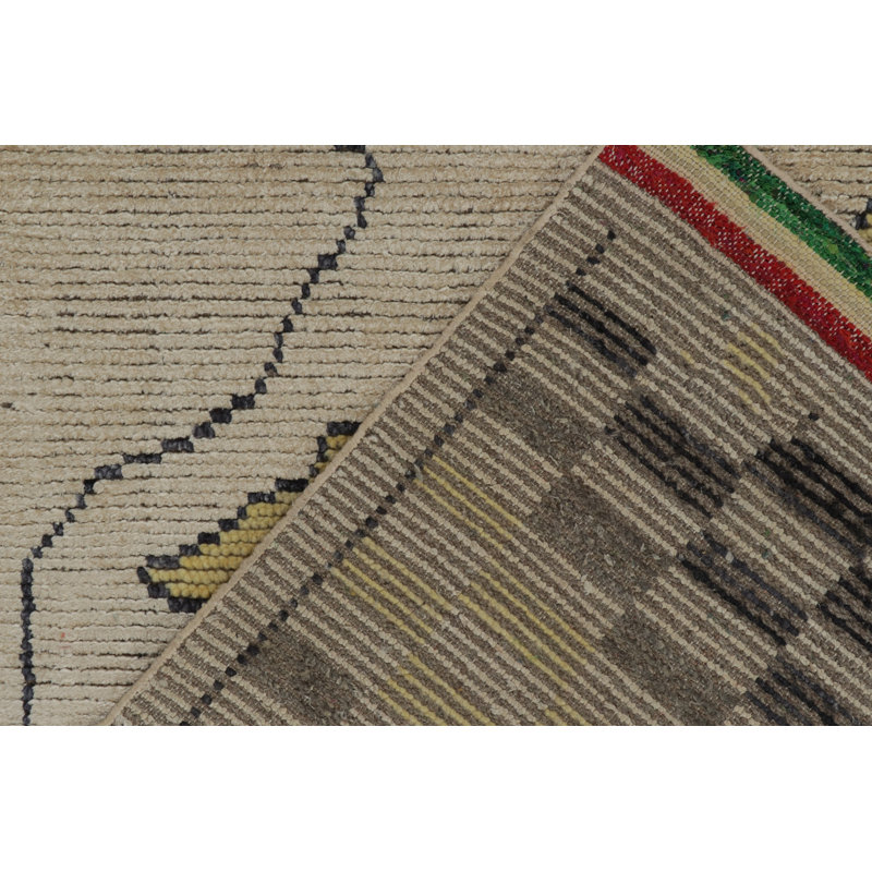 Moroccan Hand Knotted Geometric Area Rug, Rectangle 9' x 12'