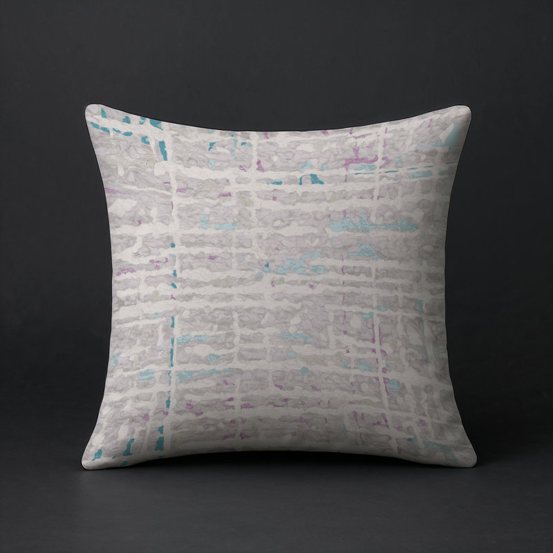 Coussin décoratif intérieur et extérieur Modern, Beige abstrait 44, Carré 16 po