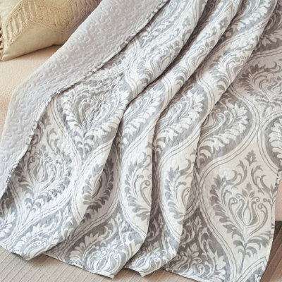 Jeté matelassé Heather Grey White Ogee