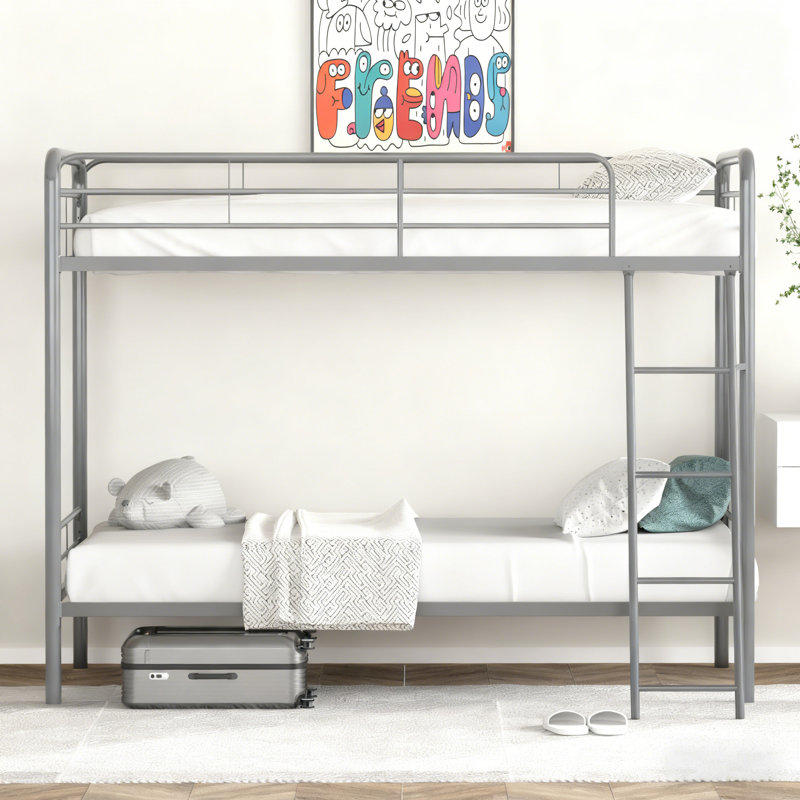 Bunk Bed with Built-in Ladder Included, Silver