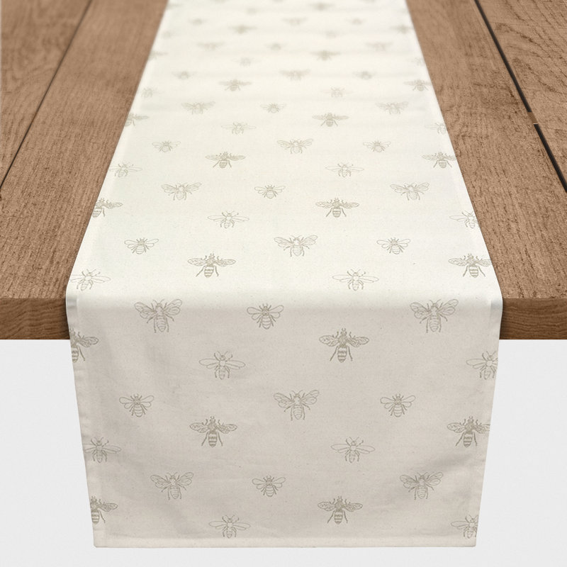 Rectangular Floral Table Runner, 72" x 16", Gray/White
