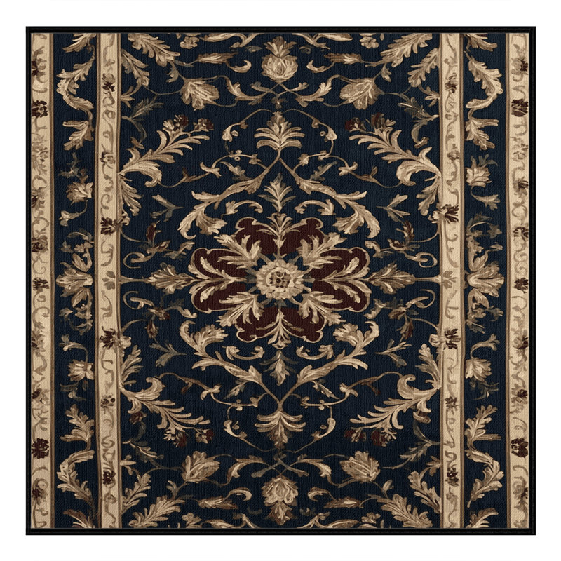 Tapis noir français lavable à la machine, Carré 5 pi