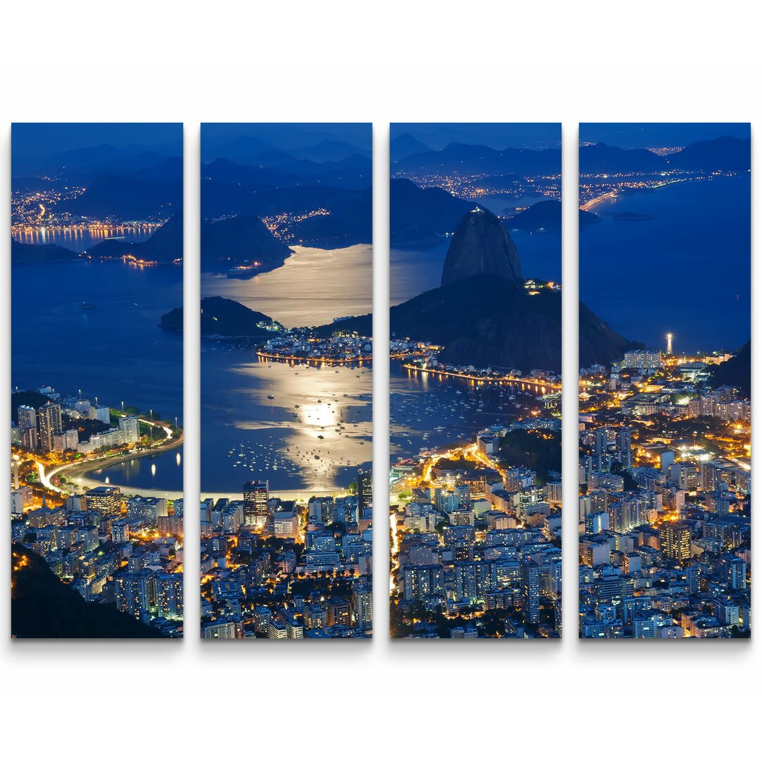 4-tlg. Leinwandbilder-Set Rio de Janeiro bei Nacht