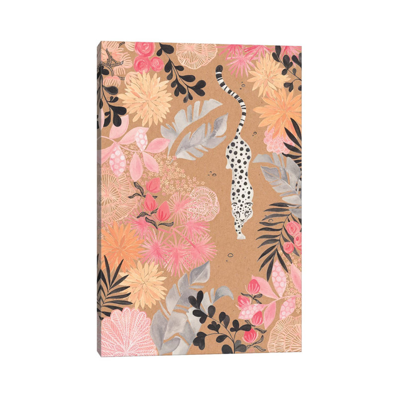 Stalking Leopard Paper Kraft 1 Piece Wrapped Canvas Painting, 152.5 cm H x 101.5 cm W