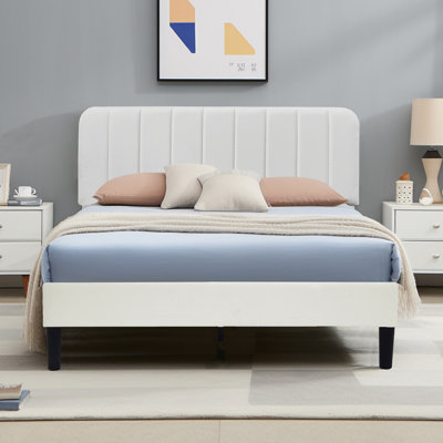 Auxter Upholstered Platform Bed Frame with Adjustable Headboard No Box Spring Needed