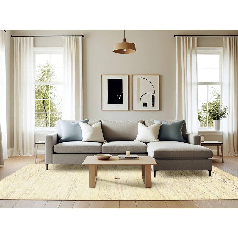 Tapis beige contemporain, Rectangle 6 pi x 9 pi