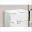 Table basse rectangulaire blanche brillante avec base en métal chromé et tiroirs de rangement