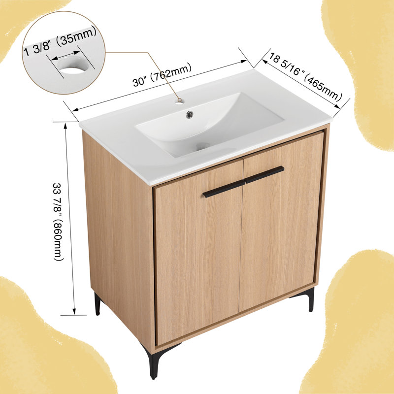 Kaydien 30'' Single Bathroom Vanity with Ceramic Top