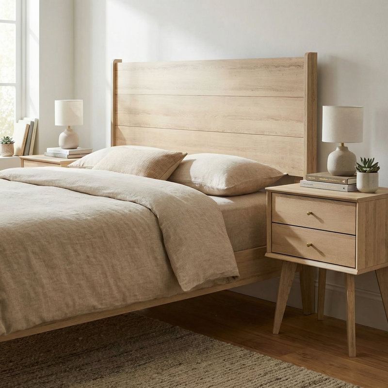 Branquinha Midcentury 3 Piece Bedroom Set, 3 Pcs: Headboard, 2 Nightstands