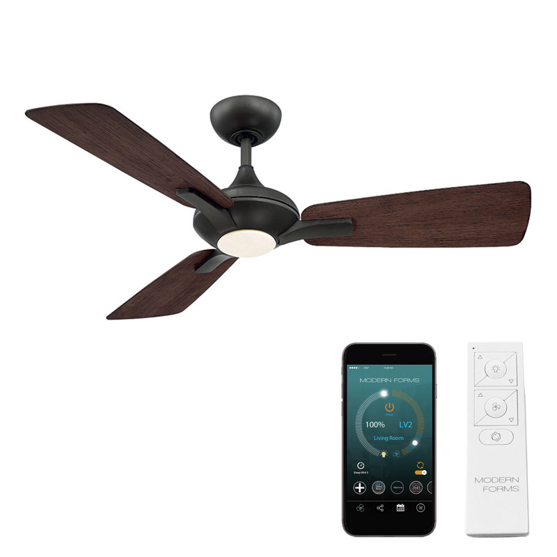 Mykonos 52'' Bronze and Dark Walnut Smart Ceiling Fan with LED Light