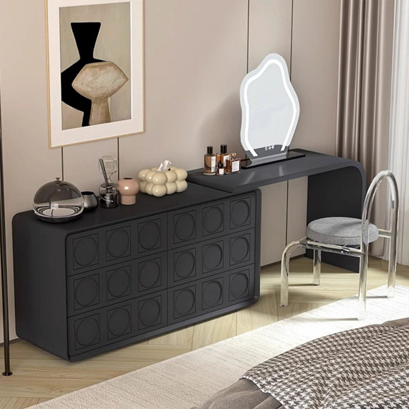 Makeup Vanity with Light mirror,6 drawers, Black