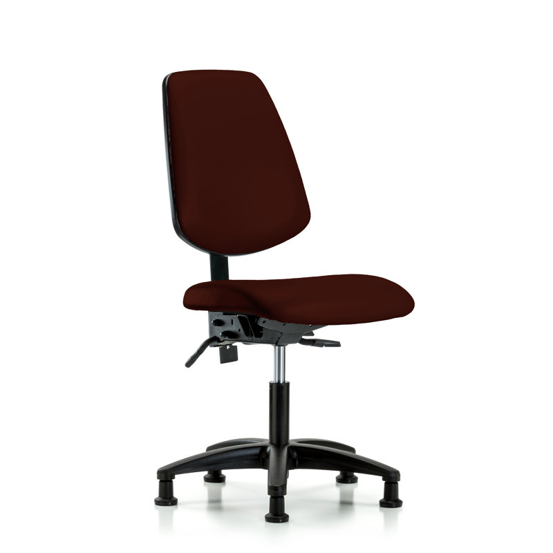 Evelin Vinyl Task Chair, Burgundy, Glides, Not Included
