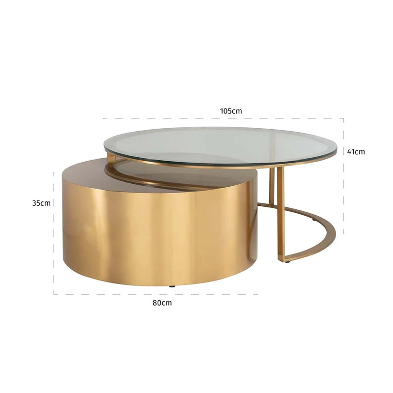 Orlan Glass Top Nesting Coffee Table