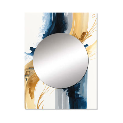 Shaianna Stylish Spiral Abstract III - Abstract Spirals Decorative Wall Mirror, Blue Large Mirror, Printed Metal Art
