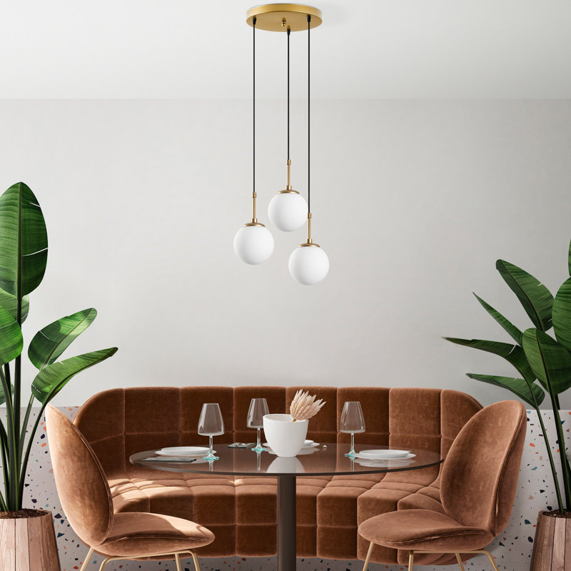 Élégant lustre doré, hauteur réglable 15 po x 36 po | Corps en métal, 3 x E14 Max 40W | Plaque de base: 11,8 po x 1,2 po | Parfait pour la salle à manger, le salon et le vestibule | Luminaire élégant, ampoule non incluse
