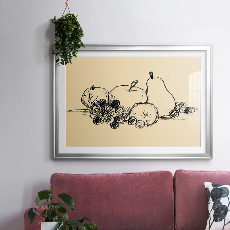 " Graphite Fruit I ", 19" H x 27" W x 1.5" D, Silver