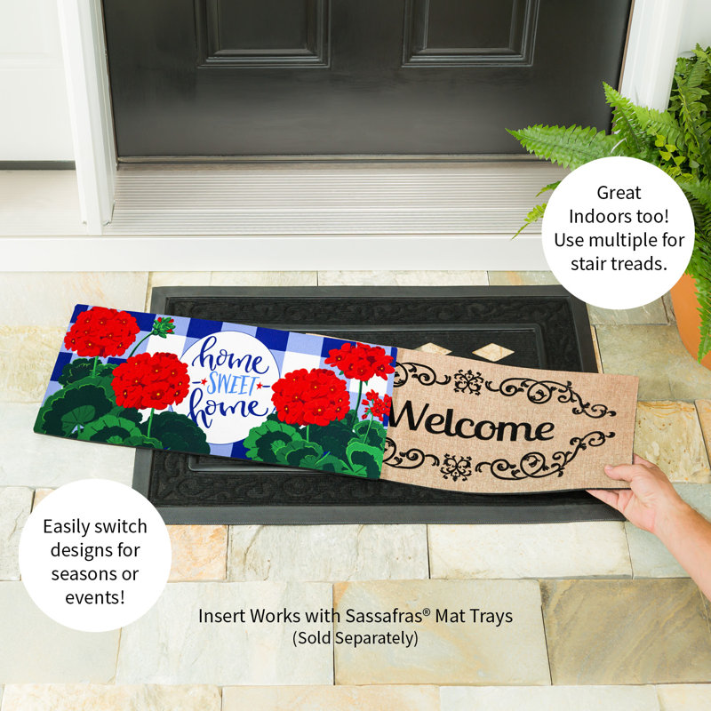 Sassafras All Seasons Outdoor Mat Set with 1 Frame and 4 Themed Insert Mats