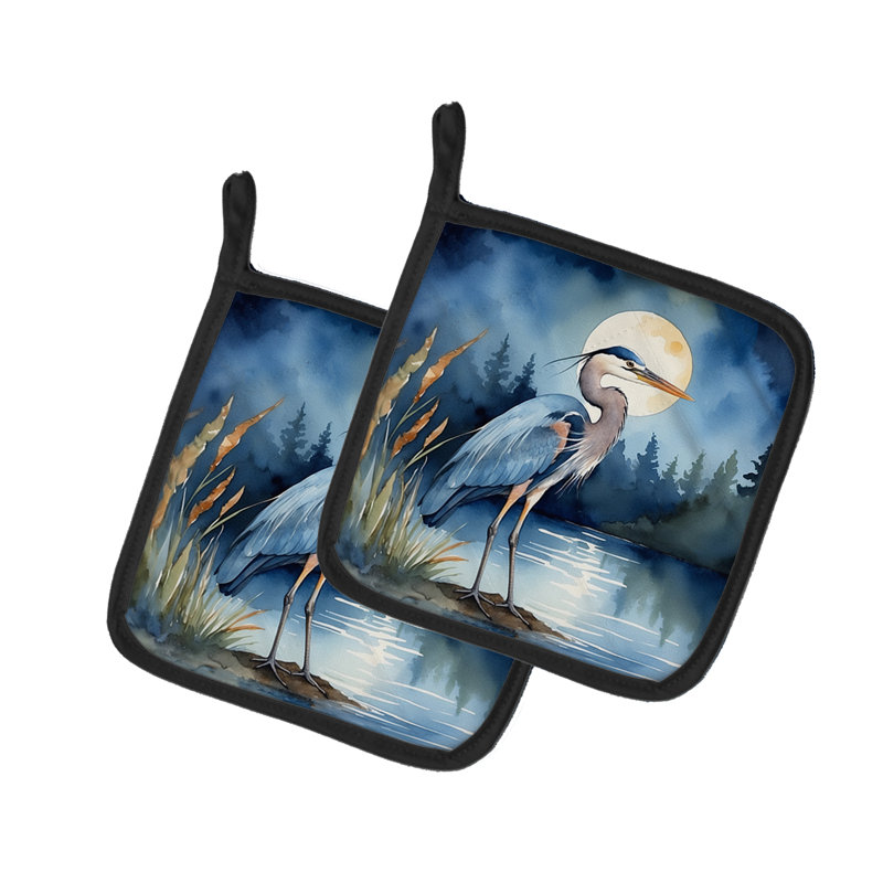 Paire de poignées Blue Heron Under the Moonlight