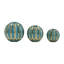 Orbes décoratifs côtiers bleus et dorés - sphères décoratives en grès et en céramique - boules rondes 6 po, 5 po et 4 po - Décoration de table moderne pour la maison et le bureau - Ensemble de 3 pièces pour le salon et la chambre