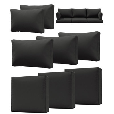 Coussin de siège / dossier de remplacement pour l'extérieur de 4 po d'épaisseur (ensemble de 3 sièges, 3 dossiers, 2 dossiers courts)