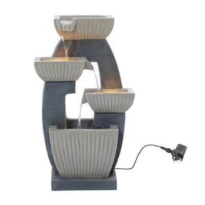 Outdoor Weather Resistant Cascade Fountain with Lights