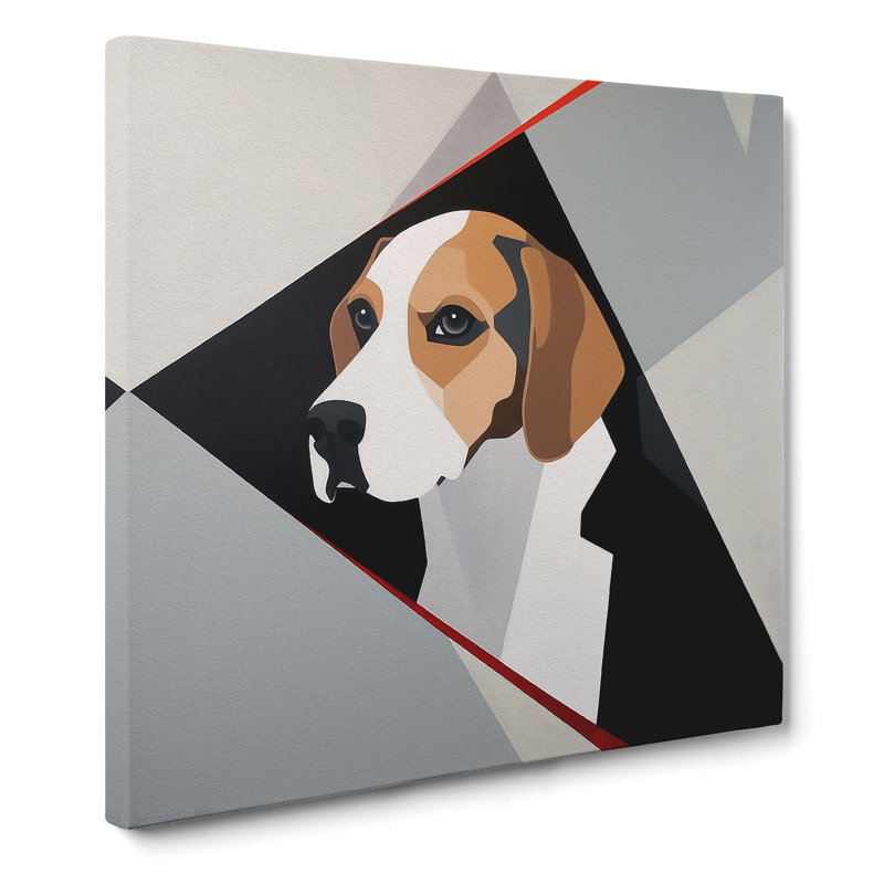 Beagle Suprematism No.1 - Wrapped Canvas - Framed Print, 50cm H x 50cm W x 3cm D