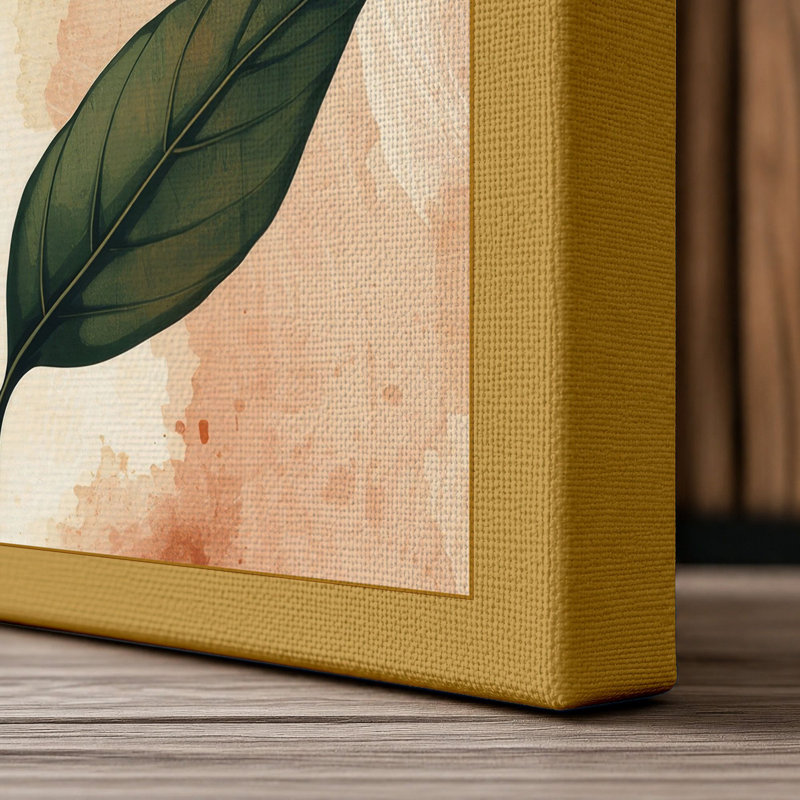 Sacred Lotus Om Botanical 1 Piece Wrapped Canvas Wall Art, 36x24 - 91.4 x 61.0 cm, Ochre Border