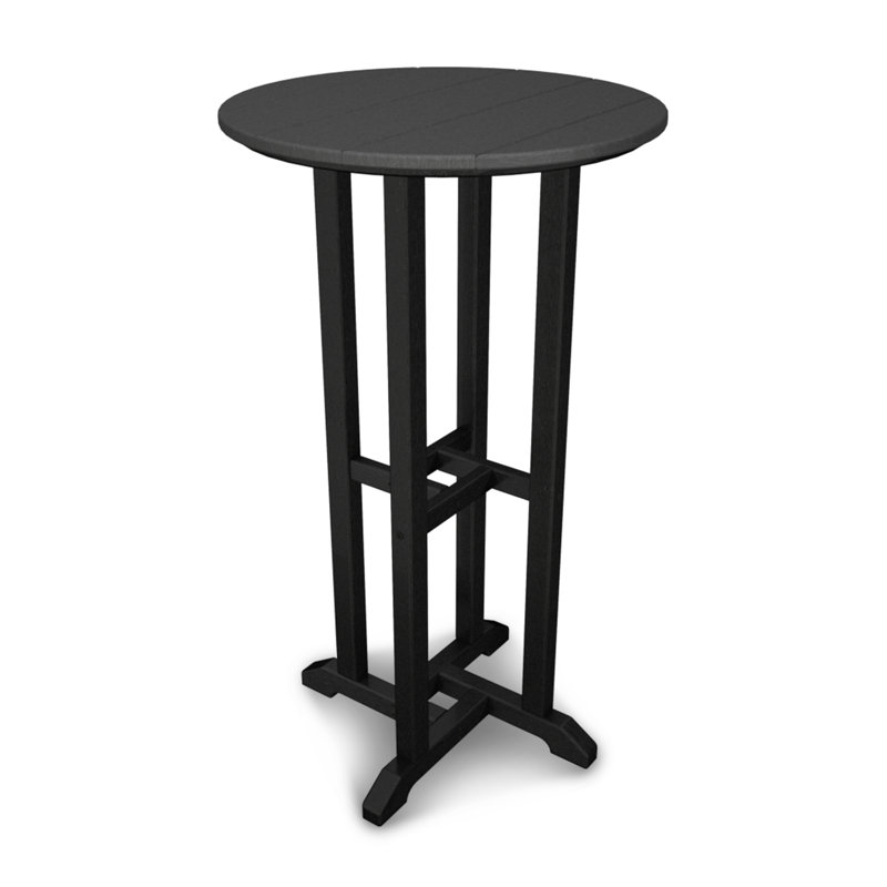 POLYWOOD 24" Round Farmhouse Bar Bistro Table, Sand, 42" H x 24" W x 24" L