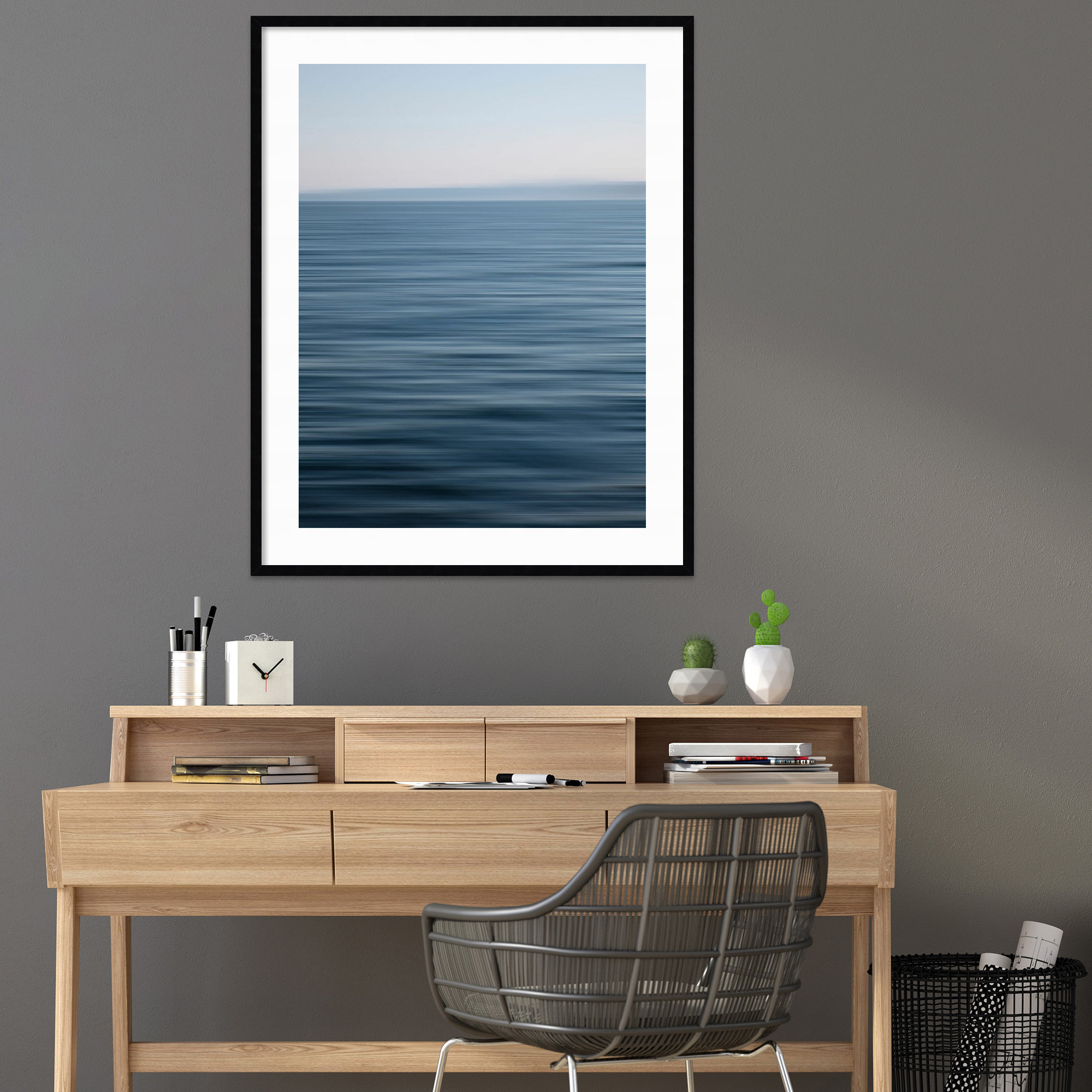 Abstract Blue Horizon by Savanah Plank Danita Delimont, Black Framed Paper, 43.12" H x 34.12" W x 0.88" D