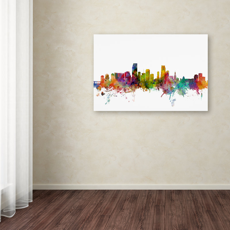 « miami floride horizon », reproduction d’impression sur toile tendue, H 30 po x l 47 po x P 2 po