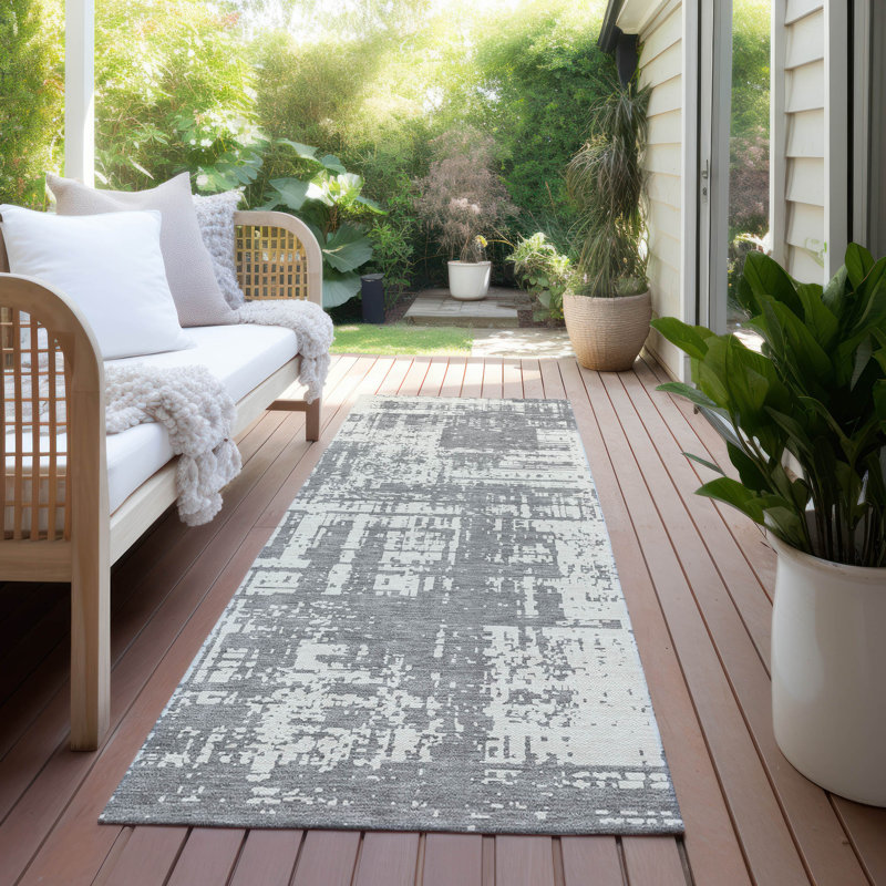 Malek Indoor/Outdoor Area Rug with Non-Slip Backing, Runner 2'3" x 7'6"