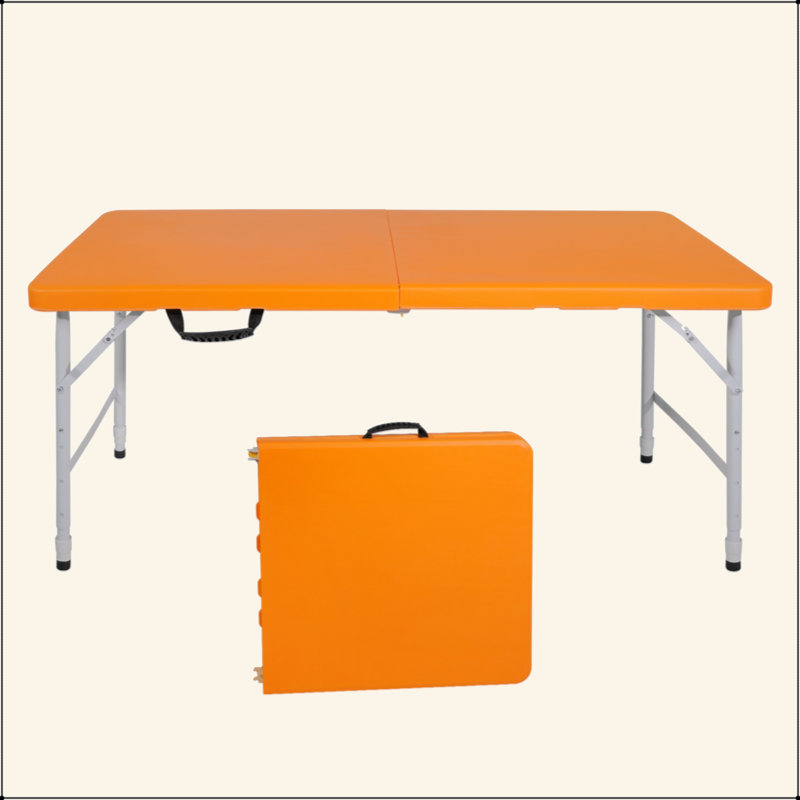 Table pliante portative orange 4 pi 4 po et pliable pour un maximum de 135 kg, Orange