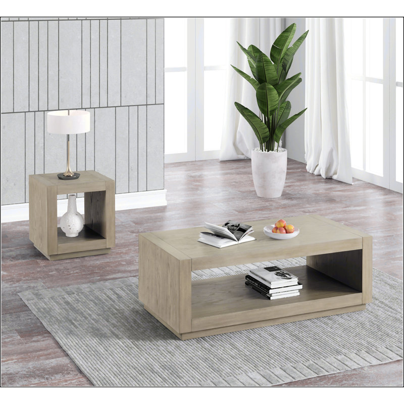 Table basse rectangulaire de style contemporain, Naturel