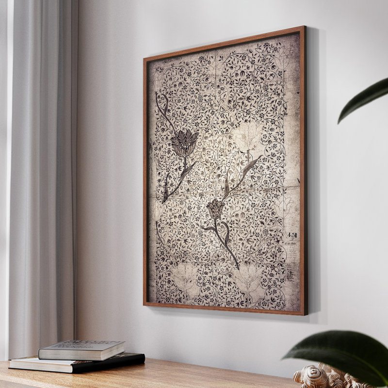 Imprimé abstrait rétro CLxxxl, H 10 po x l 8 po, Noyer