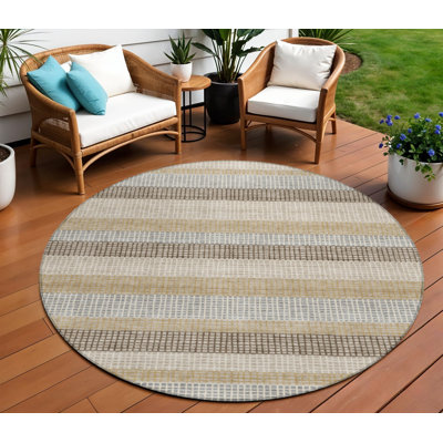 Tapis intérieur lavable rayé 8 pi beige et ivoire 8 po