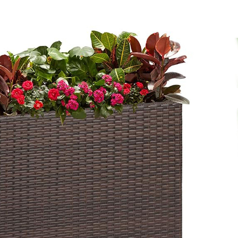 Tall Planters, Handmade Wicker Rectangular Block Planter Box with Removable Liners for Indoor Outdoor - Brown