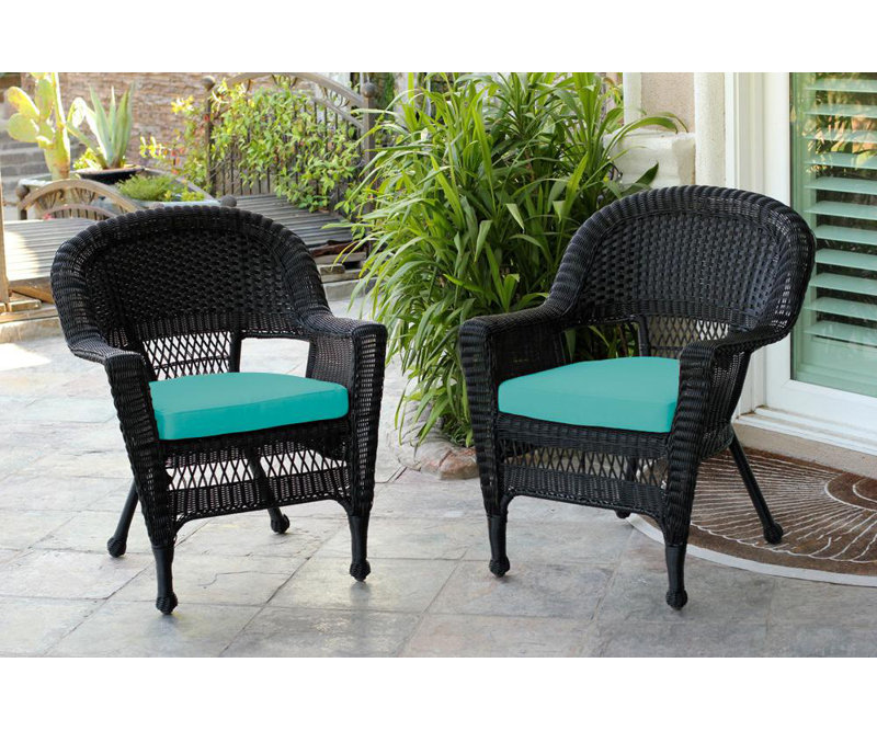 Chaise de patio avec coussins Burrowes, gris, Turquoise