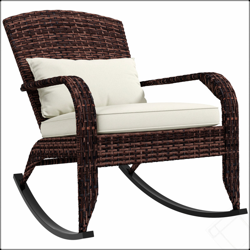 Chaise berçante d'extérieur en osier Adirondack Outsunny, Blanc