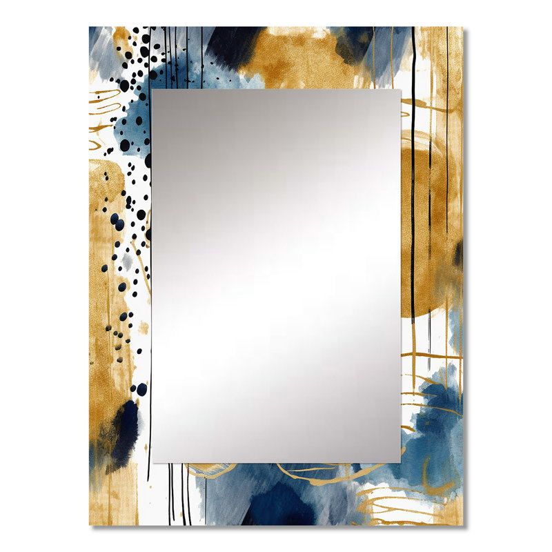 Motif abstrait de Kuels avec textures bleues et dorées, 32 po x 24 po