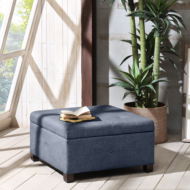 Edholm Upholstered Ottoman, Blue 100% Polyester