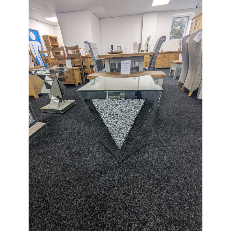 Nova Mirrored End Table with crushed diamonds