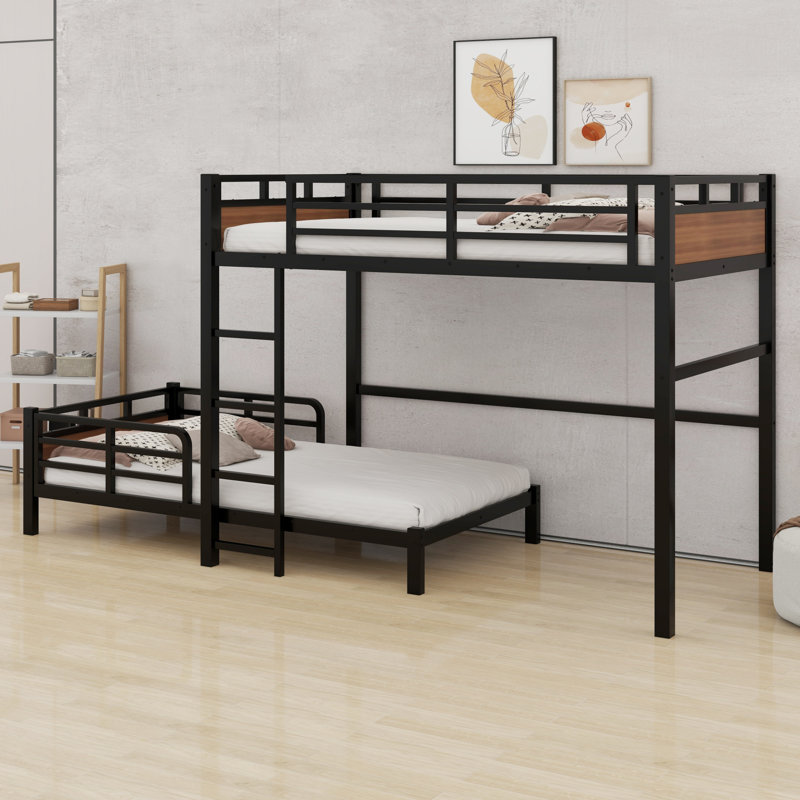 Separable Bunk Beds,With Raised Security Fence, Walnut