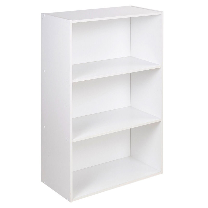 Yuliana 90cm H x 60cm W Wood Standard Bookcase, White, (3 Shelves) 34"H x 47"W x 13"D.